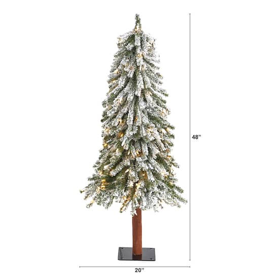 4ft. Pre-Lit Flocked Grand Alpine Artificial Christmas Tree, Clear LED Lights
